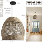 19.7" Boho Rattan Chandelier Fixture,3-Light Farmhouse Wicker Hand Woven Ceiling Hanging Chandeliers of Living Room Dining Room Kitchen Island Hallway - size: 3-Light 19.7 inch