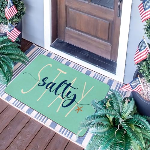 Summer Door Mat,Stay Salty Beach Ocean Indoor Outdoor Non-Slip Doormat,Entryway Front Porch Farmhouse Summer Welcome Door Rug Colorful for Entrance Decor 30" x 17" - color: Summer Stay Salty