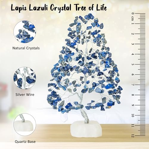Crocon® Lapis Lazuli Crystals Tree of Life, Birthday Gifts for Women, Men & Friends, Crystals & Healing Stones, Home Decor, Money Tree, Gift Ideas, House Warming Gifts New Home for Men & Boyfriend - color: Bf Lapis Lazuli Quartz Base