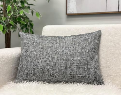 Aiking Home Imitation Burlap Lumbar Pillow Cover 12x18 Inch Vintage Faux Linen Rustic Natural Look, 1 Piece Elegance Farmhouse Style Accents Pillow Case for Indoor Use, Gray - color: Gray, size: 18" x 12" (Pack of 1)