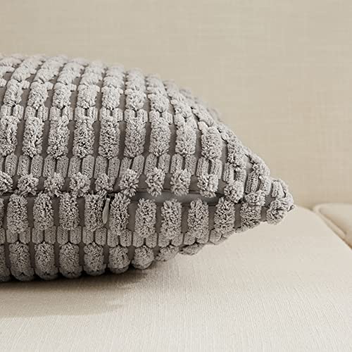 Fancy Homi Decorative Throw Pillow Covers for Bed Couch Bedroom Bench, Soft Lumbar Corduroy Solid Pillow Case, Rustic Farmhouse Boho Room Décor, 20" x 12" (Pack of 1), Gray - color: Gray, size: 20" x 12" (Pack of 1)
