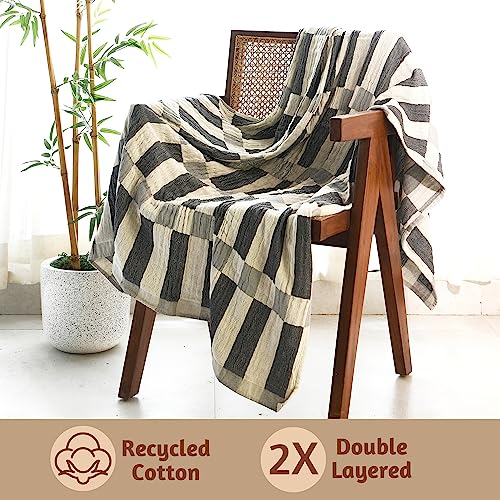 Folkulture Throw Blanket for Couch 50" x 60" |Cotton, Lightweight & Breathable Summer Blanket for Chair, Couch, Bed |Grey Comfort Throw Blankets for Living Room, Summer Must Haves, Graduation Gifts - color: Frost Gray