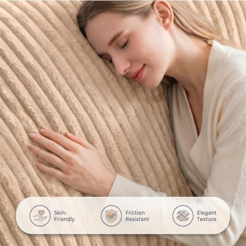 3 in 1 Bean Bag Chair with Memory Foam Filler, Beanbag Chairs for Adult with Washable Cover, Fluffy Oversize Bean Bag Chair Reading Lounger for Bedroom & Living Room (Light Brown) - color: Cream