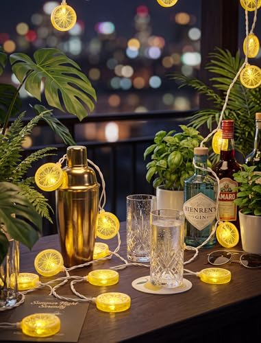 GOOTHY Lemon String Lights Plug in, 8.5Ft Outdoor Fairy Decorations String Lights with 10 LED Yellow Lemon Slice Lights, Hanging Novelty Summer Patio Lights for Garden Kitchen Christmas Wedding Party - color: Lemon Lights