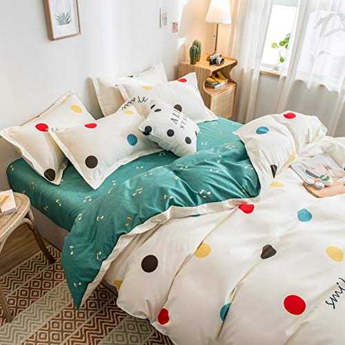 Feelyou Farmhouse Colorful Polka Dot Duvet Cover Set with Zipper Closure Ultra Soft Circles Bedding Set for Men & Women,Luxury Reversible Music Note Melody Comforter Cover Set(Twin, Beige) - color: Multi 46, size: Twin