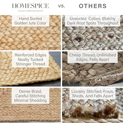 George Natural Braided Jute Runner 2x6' - Soft & Thick Premium Handmade Farmhouse Braided Rug Runner for Kitchen and Hallway, Reversible, Lays Flat, Won't Fray or Shed, Superior Golden Color - color: George, size: 2' x 6' (Rectangular)