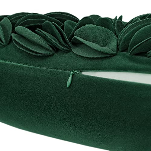 KINGROSE 3D Floral Throw Pillow Case Home Decorative Pillow Cover Soft Cushion Cover Sofa Couch Bed Living Room 12 x 20 Inches Dark Green - color: Dark Green - Persian Velvet