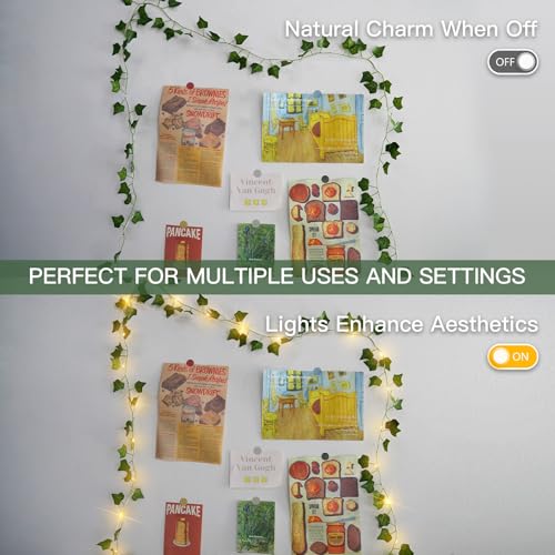 suddus Vine with Fairy Lights Battery Operated, 13.1ft 40 LED Ivy String Light with Remote, Leaf Lights for Bedroom, Room, Wall, Garden, Party, Wedding Dorm Decor (Warm White) - color: IVY, size: 40 LED-Battery-Copper
