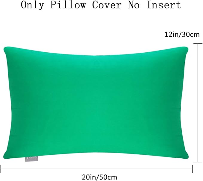 4-Pack 100% Cotton Lumbar Comfortable Solid Decorative Throw Pillow Case,Thmyo Rectangle Cushion Cover Pillowcase Sublimation Blank Pillow Covers DIY Throw Pillowcase(12x20inch/30x50cm, Bright Green)
