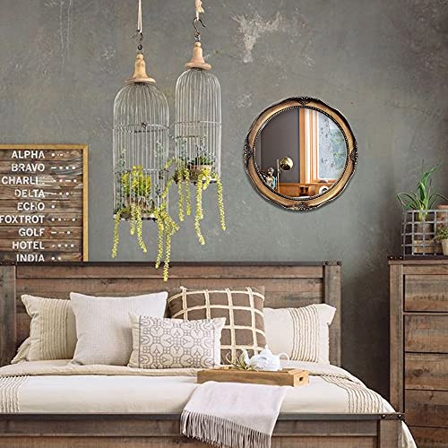 Funerom Vintage 12.2 inch Decorative Wall Mirror Hanging Mirror Round Antique Gold - color: Antique Gold 12.2 Inch