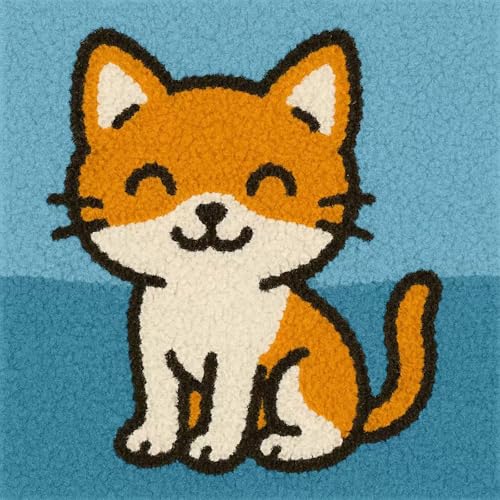 Latch Hook Kits for Kids Adults DIY Rug Tapestry Kits with Printed Canvas Embroidery Kits Festival Christmas Gifts Home Decoration (Cat) - color: Cat