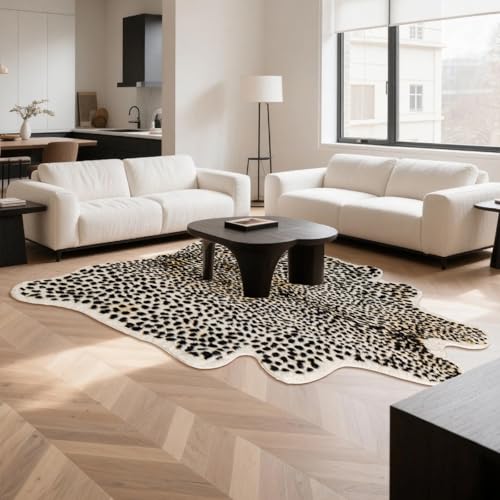 Huichenxing2021FURSTORE Leopard Rug Cheetah Print Rugs for Living Room Bedroom Faux Animal Print Area Rug Cowhide Skin Mat 6.2x8.2ft - color: Multi Leopard 98"l X 74" W