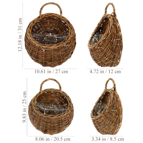 Yardwe 2Pcs Woven Hanging Basket Hanging Planter, Hanging Basket for Plant, Woven Storage Basket Hanging Flower Basket for Front Door, Home, Garden