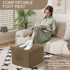 MeMoreCool Square Stuffed Pouf Ottoman Foot Rest, Floor Pouf Foot Stool with Foam Chunk Filling, Soft Stuffed Ottoman Footrest for Living Room, Light Coffee - color: Grid Light Coffee