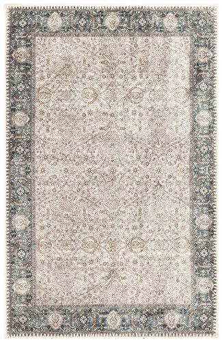 Keen Home Design 24"x36" Rug - Machine Washable Entry Rug with Non-Slip Backing, Ideal for Enteryway, Kitchen, Bathroom, Laundry Room - Vintage, Easy Clean, Durable, Low Pile - (2' x 3') - color: Beige / Oil Blue, size: 2' x 3' (Rectangular)