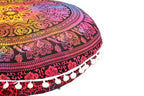 CRAFT KALA 32" Large Round Bohemian Floor Pillow Cover Boho Pouf Cover Mandala Meditation Room Pillows Cover Adults Seating Poufs Cushion Cover for Kids Reading Playroom Multi Elephant - color: Multi Elephant