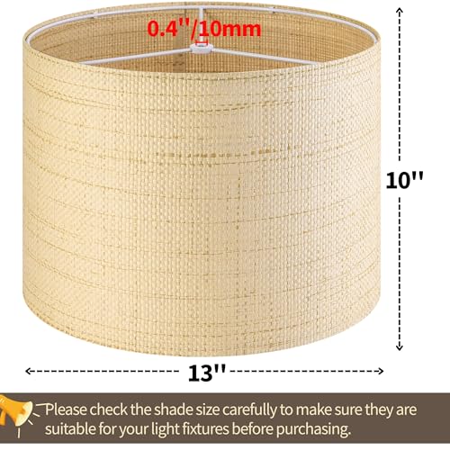 GO&SO Medium Drum Lamp Shades Woven Lampshades,13" Top x 13" Bottom x 10" High(Spider),Farmhouse Lampshades for Table Lamp & Bedside Lamps,Replacement Lamp Shade In Hand Crafted,Easy Assembly Required - color: Hand-woven fabric, size: 13*13*10IN-1PC