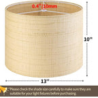 GO&SO Medium Drum Lamp Shades Set of 2 Woven Lampshades, 13" L x 13" H (E26 Spider),Farmhouse Lampshades for Table Lamp & Bedside Lamps, Replacement Lamp Shade In Hand Crafted,Easy Assembly Required - color: Hand-woven fabric, size: 13*13*10IN-2PC