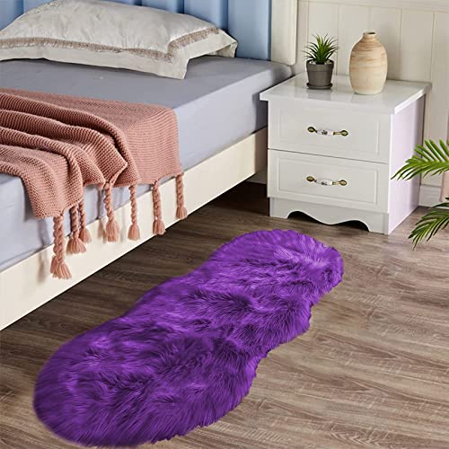 Latepis Fluffy Rug for Bedroom 2x4 Purple Shag Rugs Washable Faux Fur Sheepskin Rug Living Room Carpet Fuzzy Shaggy Rugs for Dorm Chair Cute Home Décor - color: Purple, size: 2' x 4' (Sheepskin)