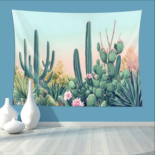 Keiutexe Cactus Tropical Tapestry 60" X 40" Desert Succulent Plants Wall Hanging Party Decorations Home Decor For Bedroom Living Room Dorm (150 X 100cm) - color: Cactus, size: 60 X 40 Inch