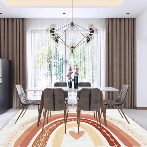 Boho Rug Scandinavian Nursery Rainbow Print for Playroom with Neutral Area Carpet Patio Hallway Runner Mat Pad Minimalist Home Decor Living Room Bedroom Indoor Outdoor, Multi3, 90x150cm - color: Multi3, size: 90x150cm