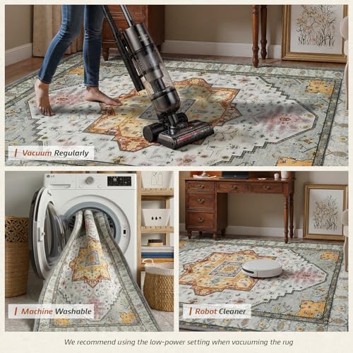 MINIDEAR 2x3 Area Rugs for Entryway Kitchen, Washable Rug Small Accent Rugs for Bedroom Non Slip Vintage Rug Thin Carpet Mat for Home, Gray - color: 02gray-pink, size: 2' x 3' (Rectangular)