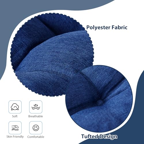 IASEAHK Chair Cushions for Dining Chairs, Seat Cushions for Kitchen Chairs, Indoor Seat Cushions with Ties, Tufted Foam Chair Pads, Non Slip Chair Cushions Set of 6, 15.5" x 15.5" x 4", Navy Blue - color: Navy Blue, size: Pack of 6
