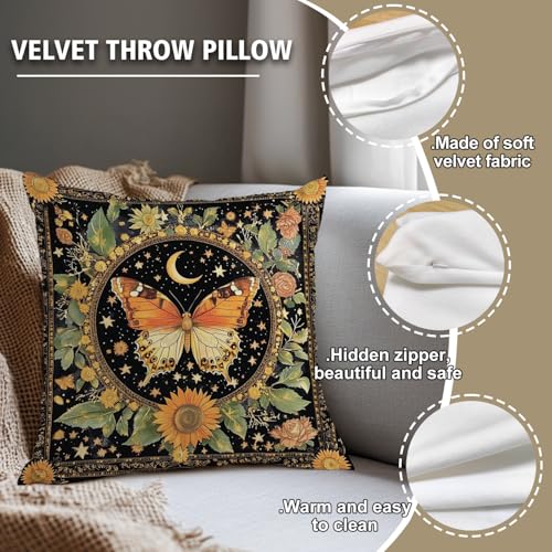 William Morris Abstract Vintage Butterfly Design Throw Pillow Cover Home Decor, Art Decor Pillowcase Cushion Cover for Bed Sofa Living Room, Indoor and Outdoor 18x18inch (Black-Butterfly) - color: Black-butterfly
