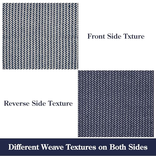 Lahome Belle Boho Bathroom Rugs, Small 2x3 Front Door Mat Lightweight Entryway Rug Woven Cotton Area Rug with Tassels, Farmhouse Non Shedding Washable Blue Throw Rug Low Pile Carpet for Entry Laundry - color: Navy Blue, size: 2' x 3' (Rectangular)