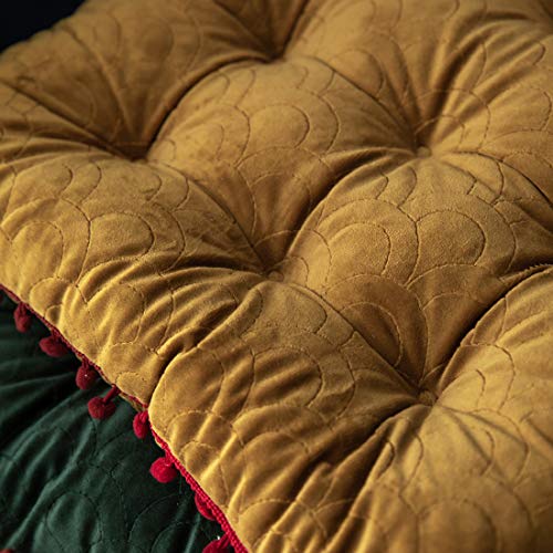 vctops Velvet Soft Square Chair Pad with Ties Cute Gradient Pom Pom Indoor Dining Chairs Cushion (Yellow, 16" x 16") - color: Yellow, style: 16 Inch x 16 Inch