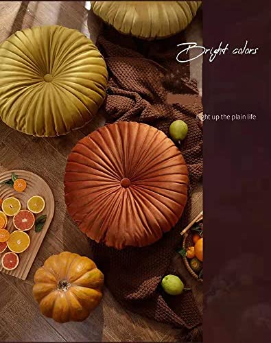 NatureMan Round Throw Pillow, Velvet Decoration Small Throw Pillow, Pumpkin Throw Pillow Cushion Suitable for Living Room Sofa Bed Floor 13.7 inches (Orange) - color: Orange