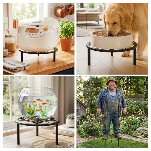 5 Pack Metal Plant Stands,Heavy Duty Potted Holder for Flower Pot, Rustproof Iron Plant Risers, Suitable for Indoor and Outdoor Decoration ,Garden Container Round Supports Rack for Planter - color: Black - 5 Pack