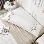 Move Over Body Pillow Cover, White Flower Embroidery, Soft Washed Microfiber, Pocket Closure, 20x54 inches - color: White-01, size: Body, 20" x 54" (Pack of 1)