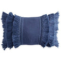 Peri Home Fringe Oblong Decorative Throw Pillow, 12x18, Navy