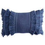 Peri Home Fringe Oblong Decorative Throw Pillow, 12x18, Navy