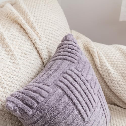 Plush Knitted Throw Pillow Covers, Decorative Cushion Cases for Sofa and Bed, Cozy Texture for Home - color: Grey Woven Plush Pillowcase