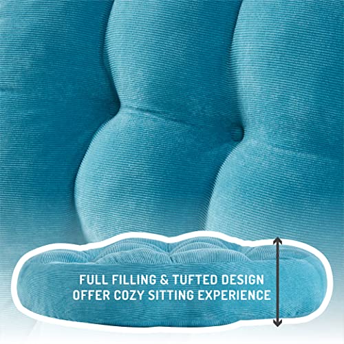 Meditation Floor Pillow Set of 2, Round Large Pillows Seating for Adults, Tufted Corduroy Thick Cushion for Living Room Tatami, Turquoise, 22 Inch'2 Count (Pack of 1) - color: Round | Turquiose | 2 Pack, size: 2 Pack