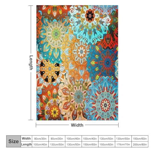 Mandala Flower Blanket,Rustic Colorful Bohemian Indian Hippie Abstract Mandala Flower Blossom Plant Print Blanket for Couch Sofa Bed Decorative Gifts 30x40 - color: Blanket-13, size: 30"x40"
