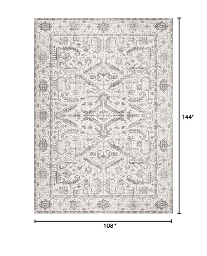 9x12 Area Rugs for Living Room - Washable Soft Large Vintage Rug Non-Slip Stain Resistant Traditional Stain Resistant Indoor Floor Low Pile Carpet for Bedroom Dining Room or Home Office - White - color: White, size: 9' x 12' (Rectangular)