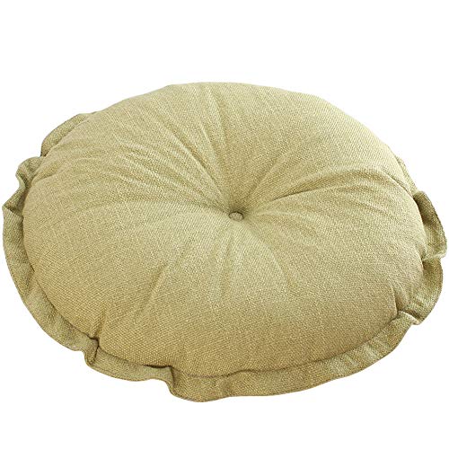 vctops Boho Soft Round Floor Pillow Cushion with Ruffles, Cotton Linen Print Chair Pad Tatami for Meditation, Yoga, Living Room, Balcony (Light Yellow,16"x16"x4") - color: Light Yellow, size: 16"x16"x4"/43x43x10cm
