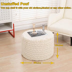 Asuprui 20x14 Inch Unstuffed Ottoman Pouf Cover – Lightweight Foot Rest, Floor Bean Bag Chair, Storage Pouf for Living Room, Bedroom & Balcony (Filler Not Included) (Cream) - color: Cream