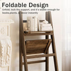 Ladder Shelves - Folding Wooden Ladder Bookshelf, 4-Tier Retro Plant Stand Storage Shelves for Home Living Room, Brown - color: Dark Brown