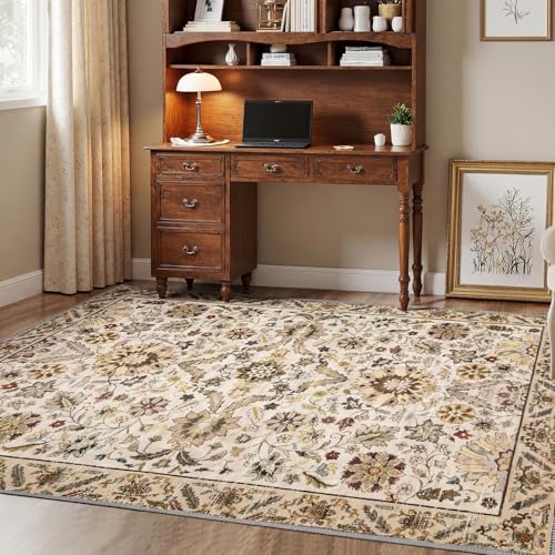 MINIDEAR 2x3 Area Rugs for Entryway Kitchen, Washable Rug Small Accent Rugs for Bedroom Non Slip Vintage Rug with Floral Print Thin Carpet Mat for Home, Daisy Brown - color: 03brown, size: 2' x 3' (Rectangular)