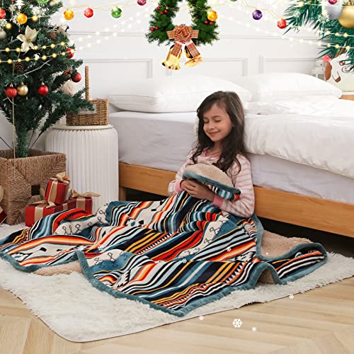 COTTEBED Flannel Sherpa Boho Throw Blankets,All Seasons Lightweight Super Soft Cozy Comfy Fluffy Fuzzy,Fleece Bedding Blanket for Bed Sofa Couch Living Room Camping Travel(Bohemia,50x60) - color: Bohemia, size: Throw(50x60)Sherpa