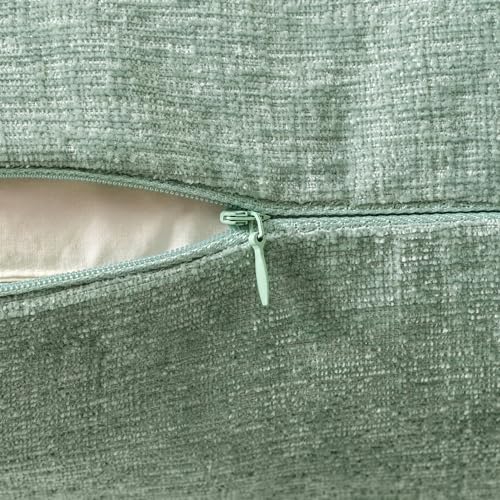 MIULEE Pack of 2 Couch Throw Pillow Covers 16x16 Inch Soft Greyish Green Chenille Pillow Covers for Sofa Living Room Solid Dyed Pillow Cases - color: Greyish Green, size: 16" x 16" (Pack of 2)