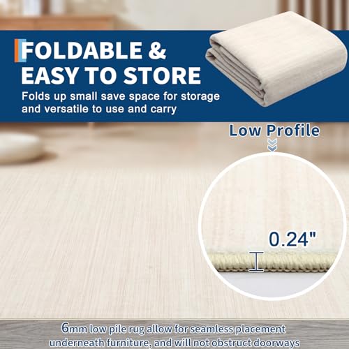 Area Rug 4x6 Washable Bedroom Rugs Non Slip Modern Solid Color Large Living Room Throw Carpet Low Pile Minimalist Kitchen Rug Plain Accent Rug Mat Classic Boho Area Rugs for Nursery Entryway, Ivory - color: Ivory, size: 4' x 6' (Rectangular)