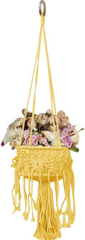 Macrame Plant Hangers with Tassels Indoor Hanging Planters Basket Handmade Cotton Rope Flower Pots Holder Stand Boho Home Decor Outdoor Decorations Round Yellow
