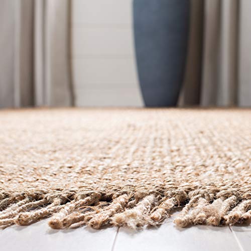 SAFAVIEH Natural Fiber Collection Accent Rug - 2' x 3', Natural, Handmade Boho Fringe Woven Jute, Ideal for High Traffic Areas in Entryway, Living Room, Bedroom (NF368A) - color: Natural, size: 2' x 3' (Rectangular)