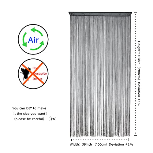 YaoYue Doorway String Curtain Door Curtains,Boho Hippie Hanging Fringe Room Divider for Patio Bedroom Closet Kitchen Laundry,Room Window Wall Door Decor(39x110inch/100×280cm,Grey) - color: Grey, size: 39"W x 110"L (Pack of 1)