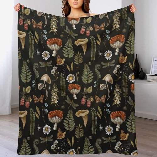 Rustic Mushroom Blanket,Vintage Rustic Old Plant Flower Leaf Mushroom Print Blanket for Couch Sofa Bed Decorative Gifts 30x40 - color: Blanket-19, size: 30"x40"